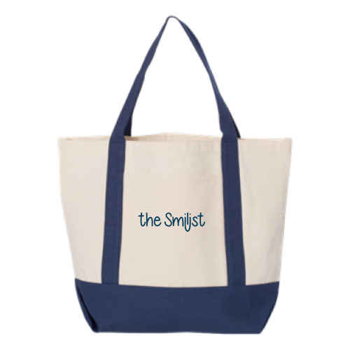 TheSmilist - Seaside Small Cotton Canvas Boater Tote Navy